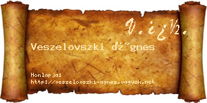 Veszelovszki Ágnes névjegykártya