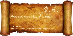 Veszelovszki Ágnes névjegykártya